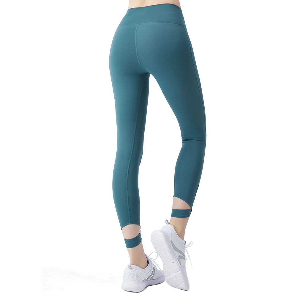 

LUKITAS Woman Yoga Pants Elastic Waist Capris Leggings Nylon Solid Hollow Stretch Running Gym Workout Sport Calf-Length Pants XL