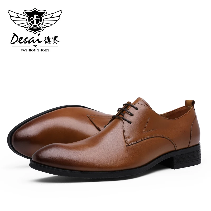 Мужская обувь из воловьей кожи DESAI деловая удобная в стиле Дерби Для свадебных