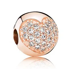 

Fashion Real 925 Sterling Silver Original Bead Pave Spark crystal Heart Clip Charm For Women Bracelet Bangles Gift Jewelry