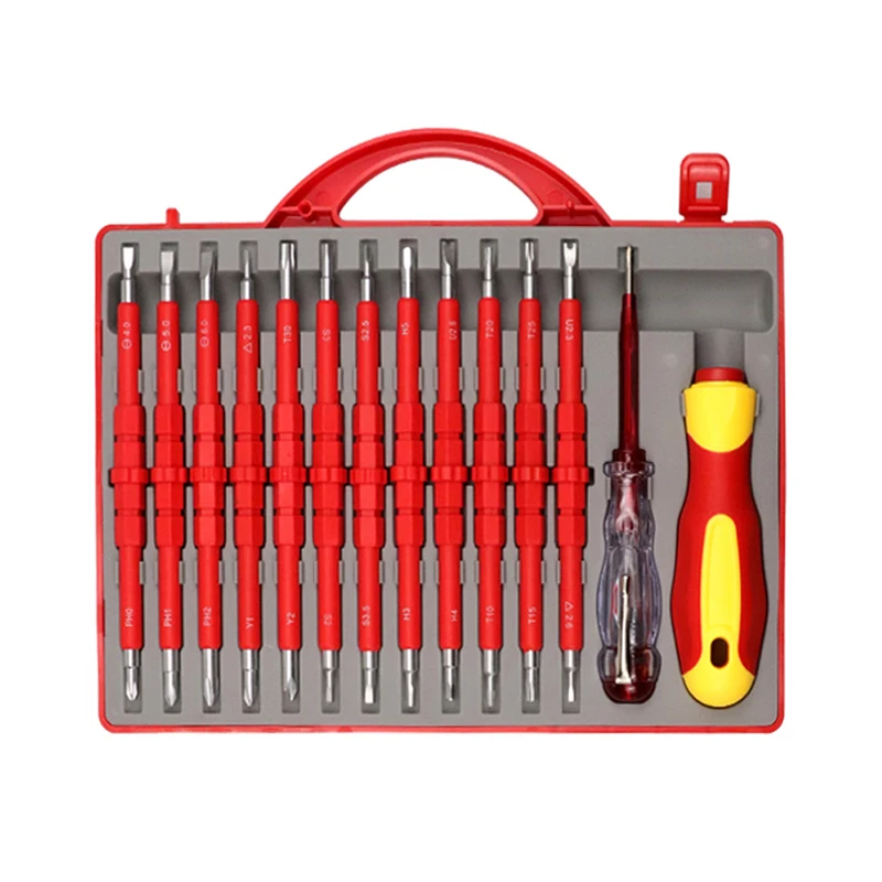 

Repair Tool Set Insulated Screwdriver Set 1000V with Magnetic Tip TPR Handle Electrician Soft-Grip Slotted Opening