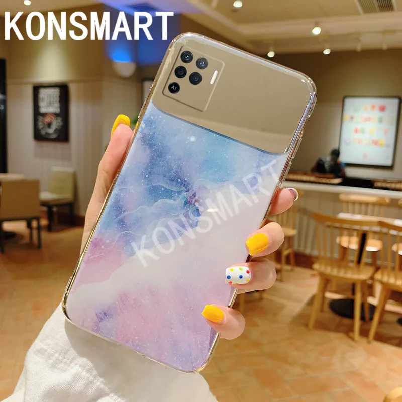 

KONSMART For OPPO Reno 5lite Marble Mirror Phone Case Reno5 Lite Soft Silicone Case Cover Reno 5 Lite Fundas