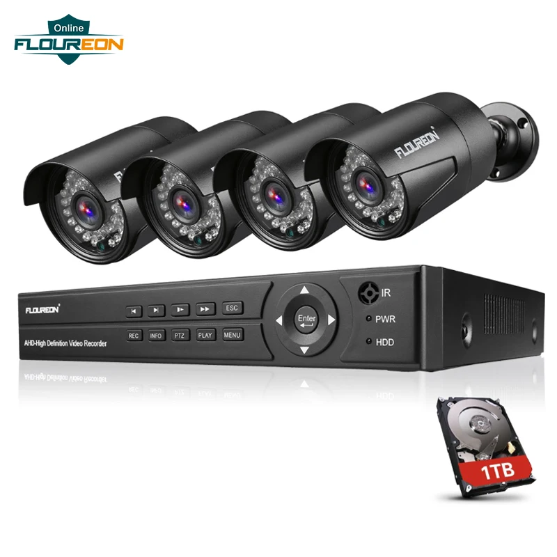 Floureon 8CH CCTV DVR комплект 4 шт. 3000TVL наружные водонепроницаемые камеры 1 ТБ HDD 1080P система видеонаблюдения камера NVR набор