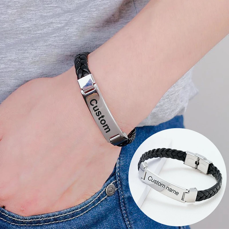 Персонализированные из нержавеющей стали плетеный Канатный браслет с