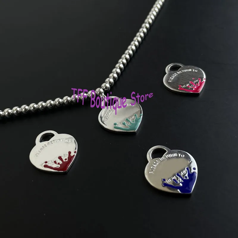

Women's lovers Bracelet 925 Sterling Silver 4mm ball bead splash Heart Shaped Pendant Bracelet women's logo Bracelet luxury jewe