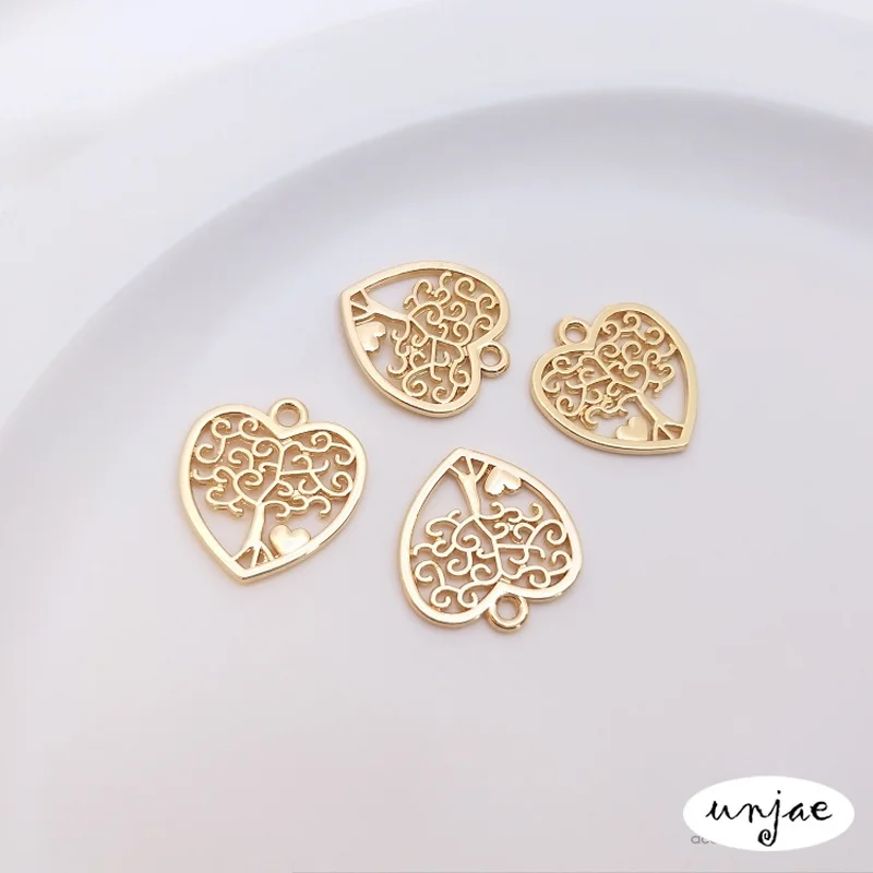 

14K bag gold color protection accessories tree round brand pendant Lucky Tree love shape headpiece pendant DIY Pendant