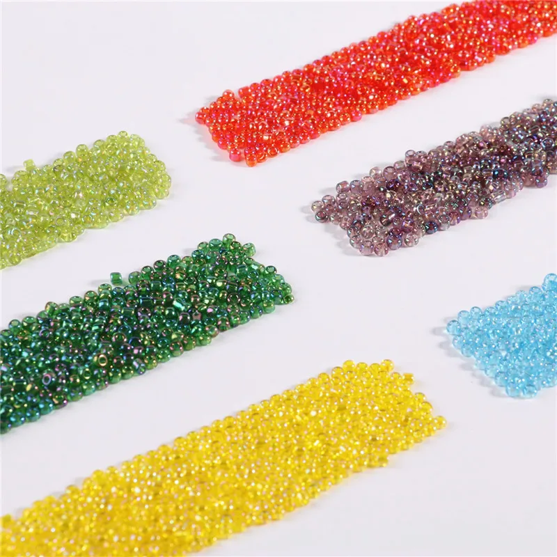 

600Pcs/Lot 2mm Brilliant Transparent Seed Beads DIY 11/0 Glass Bugle Seedbeads For Craft Jewelry Garment Sewing Accessories