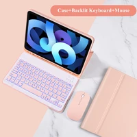 for ipad air 4 case with pencil holder wireless bluetooth rgb backlit keyboard mouse for ipad pro air 2 7th 8th 9 7 funda cover