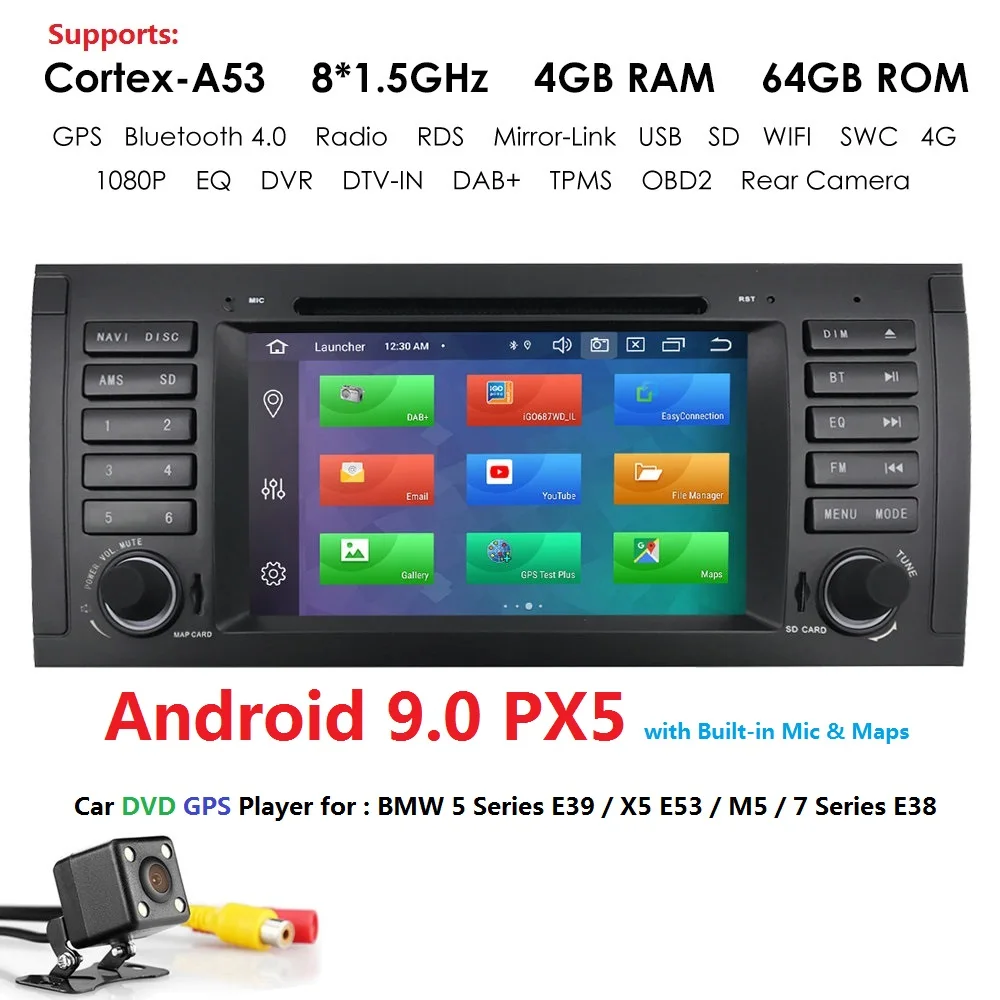 Hizpo 1Din Android 9 0 авто радио для BMW/E39/X5/E53 Восьмиядерный ОЗУ 4 Гб ПЗУ 64 gps Автомобильная