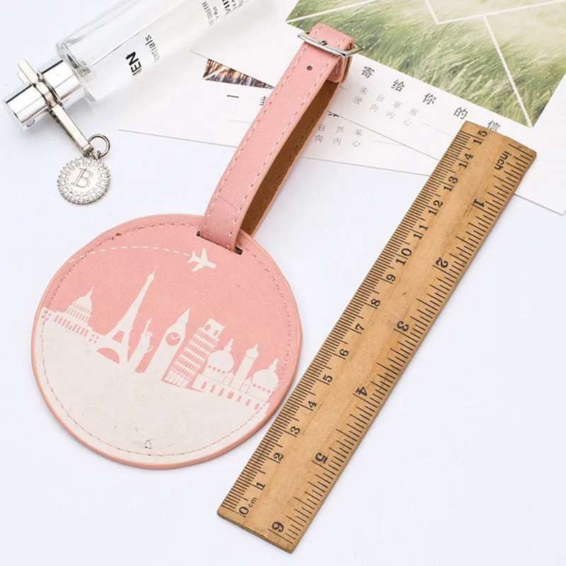 Модная кожаная круглая бирка для чемодана сумка этикетка подвеска сумки