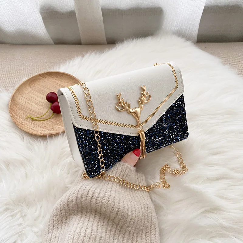 

Women's Handbags Luxury Purse Crossbody Bags for Women Cute Tassel Chain Shoulder Bag Glitter Sequins Leather Bolsa Feminina
