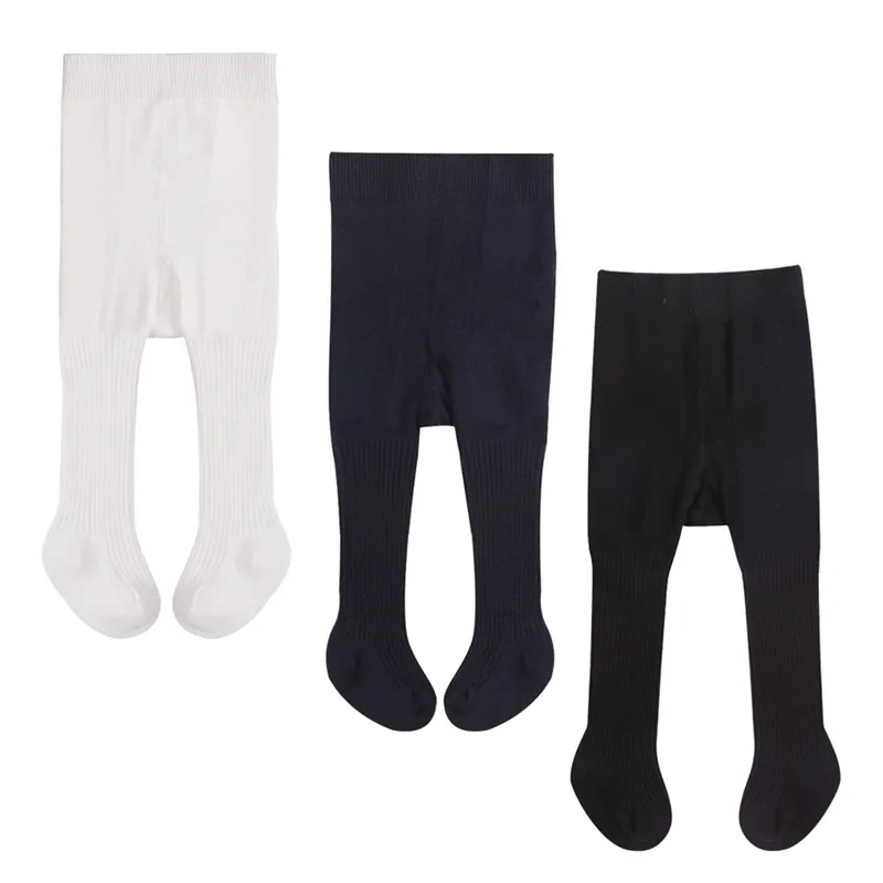 Navy Set 3 Однотонные детские леггинсы; хлопковые мягкие вязаные детские колготки для маленьких девочек; Повседневные детские леггинсы; брюки; сохраняющие тепло на весну - Цвет: Navy Set 3