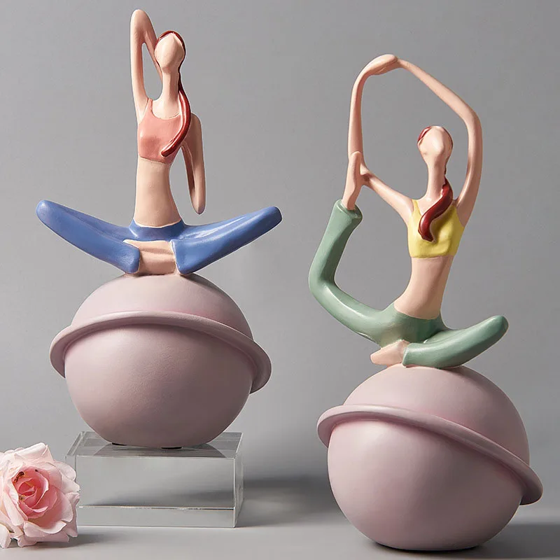 Современная креативная йога девушка абстрактная скульптура Миниатюрная модель