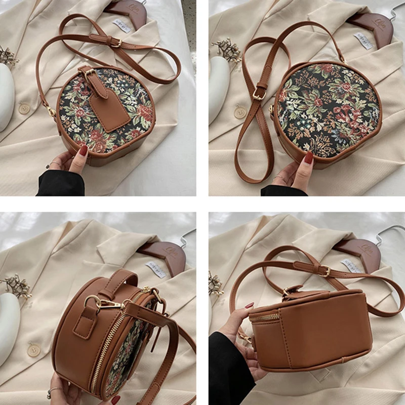 

Vintage Circular Women Shoulder Bag PU Leather Women's Crossbody Messenger Bags Ladies Female Round Bolsa Handbag High Quality