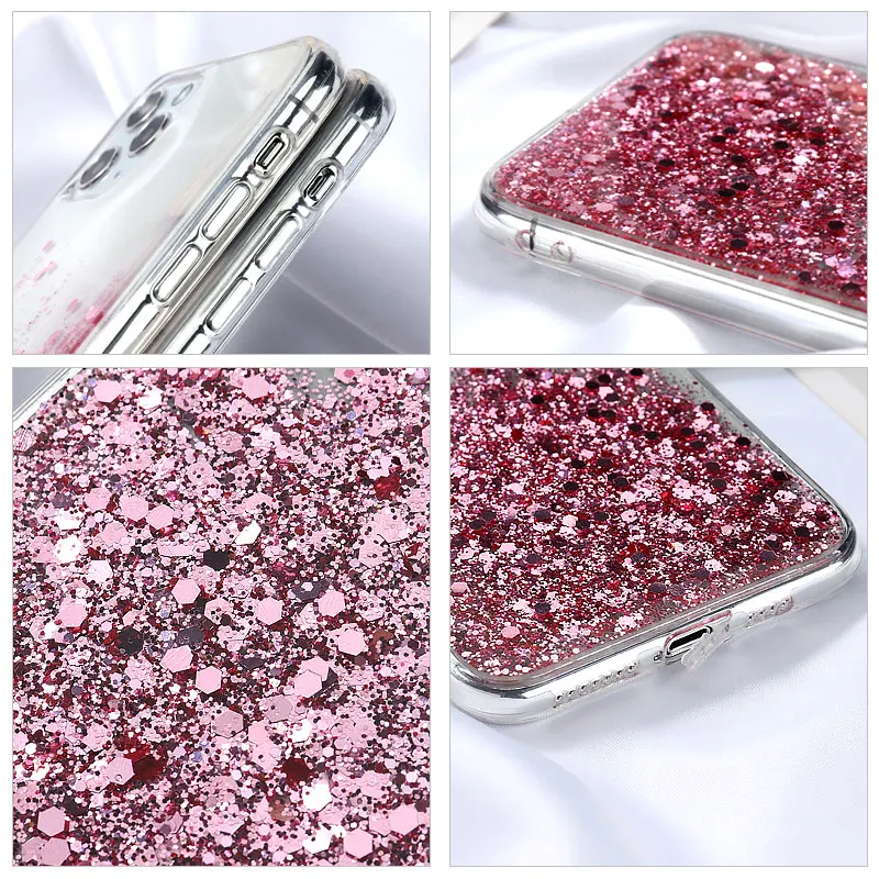 

Silicon Phone Case For Iphone 11 Case Fahion Bling Glitter Fundas For Iphone 12 Pro Max Mini XR XS 7 8 Plus 6 6s SE 2020 Covers