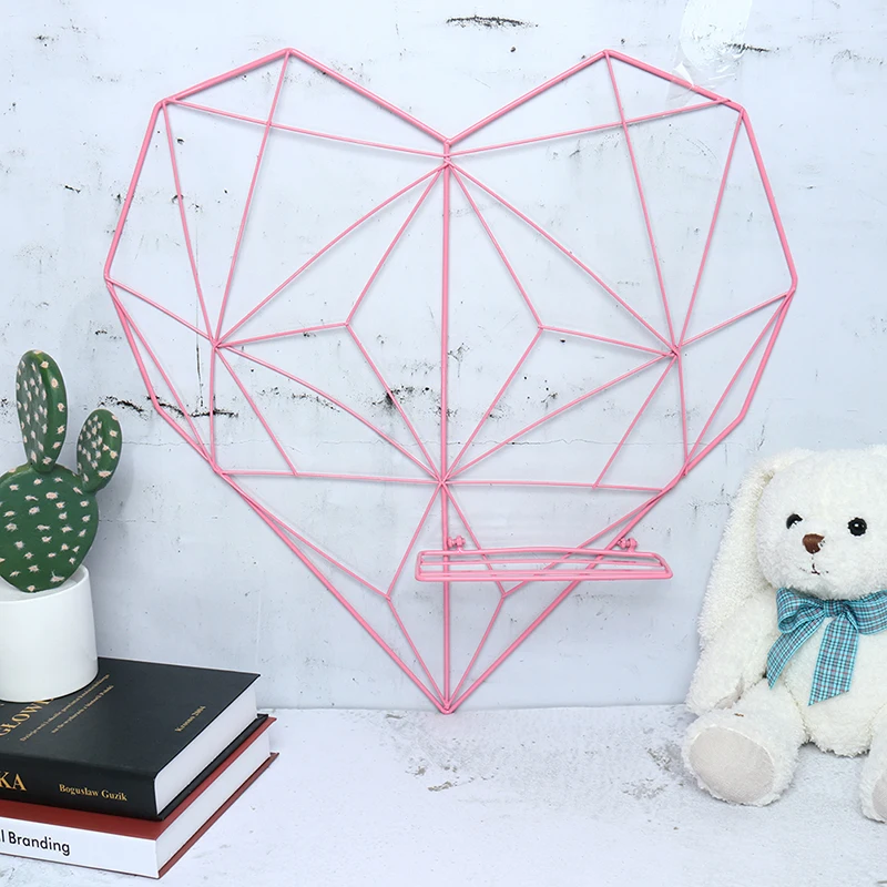 Железная сетчатая полка в форме сердца для фотографий настенная подвесная декор