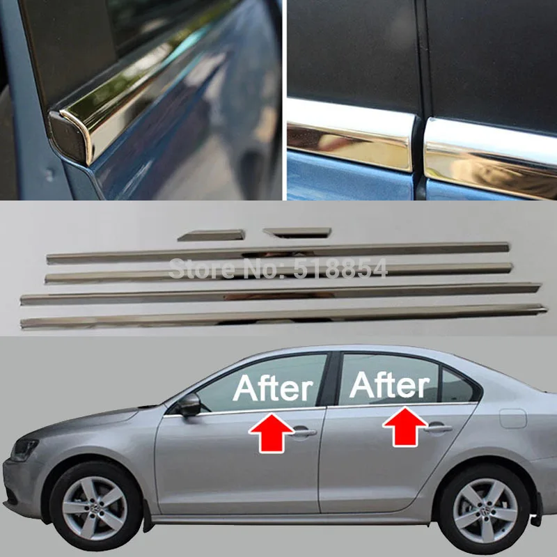 Нижний оконный порог из нержавеющей стали отделка крышки 6 шт./компл. для Volkswagen VW