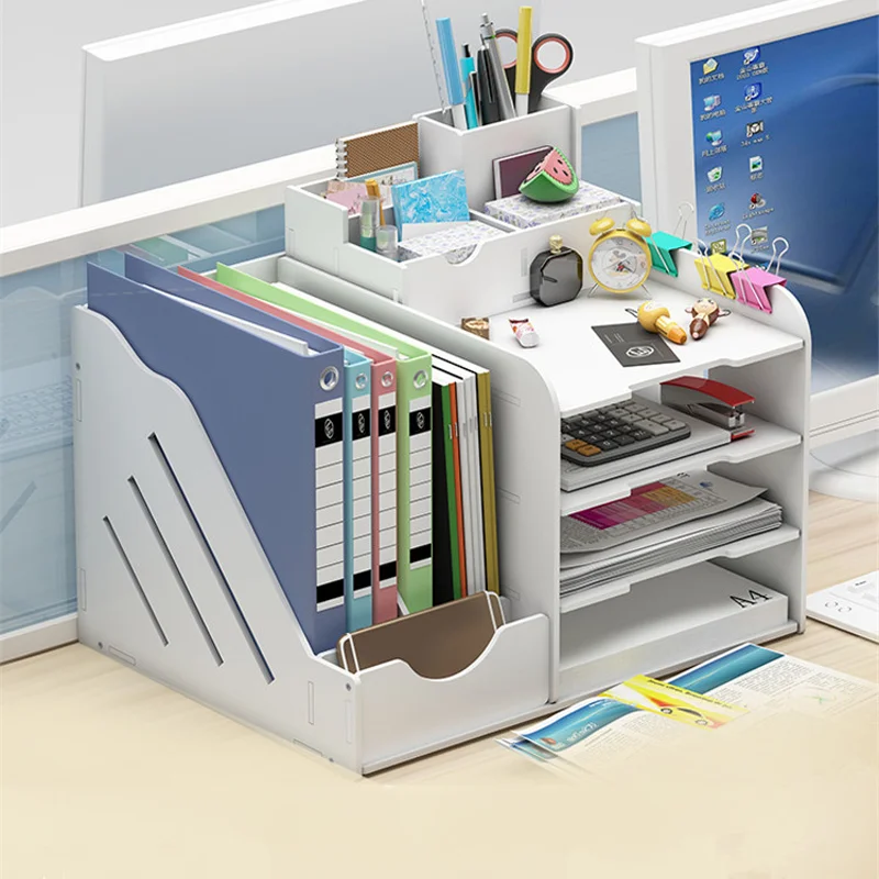 Desk Bookshelf File Storage Rack With Drawer Children's Book