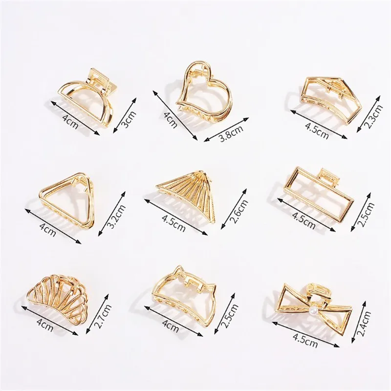 Новые модные женские золотые геометрические Простые полые заколки для волос из