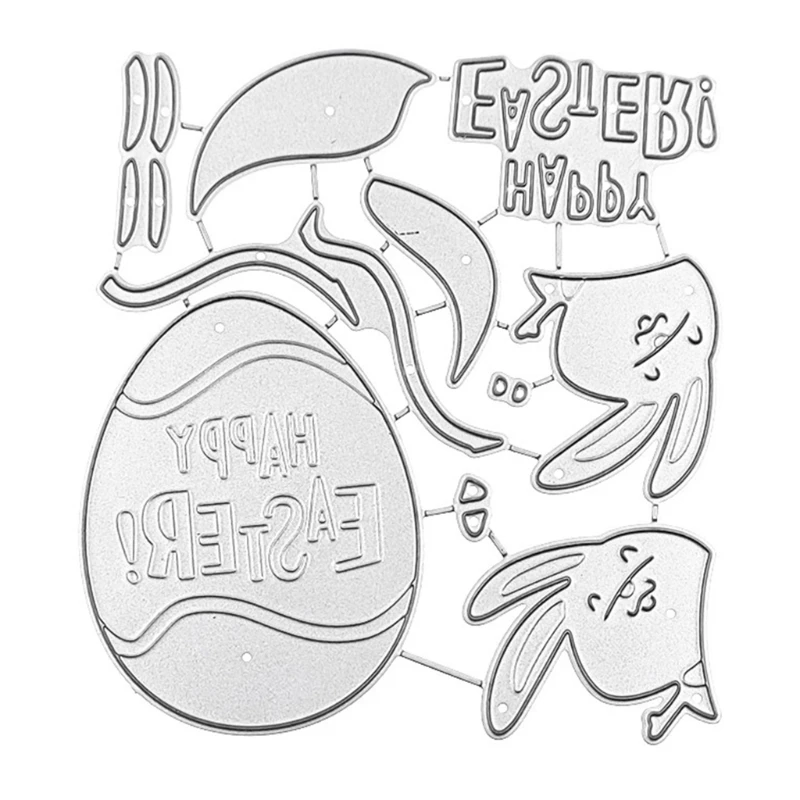 

Happy Easter Bunny Metal Cutting Dies Stencil Scrapbooking DIY Album Stamp Paper