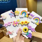 6 шт.компл. милые заколки для волос с мультяшными животными для девочек, милые детские заколки для волос с орнаментом, милые повязки на голову, заколки, модные аксессуары для волос