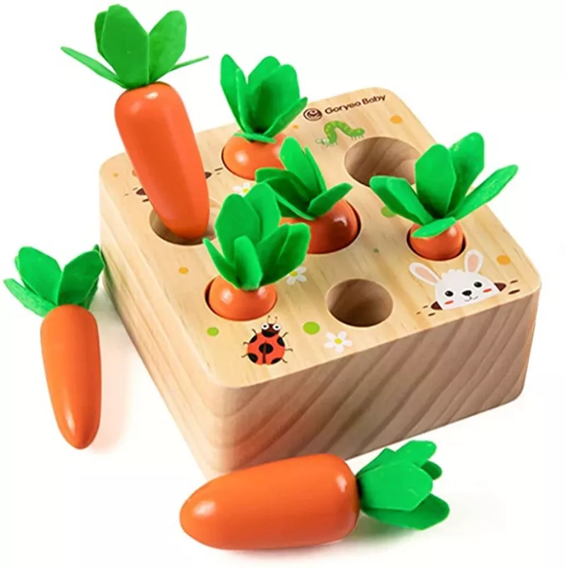 몬테소리 1 세용 당근 세트 나무 장난감 모양 매칭 퍼즐 어린이용, 나무 게임, 교육용 장난감