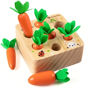 montessori toys for 1 yearold baby pull carrot set wooden toy shape size matching puzzle game educational toys for children gift free global shipping