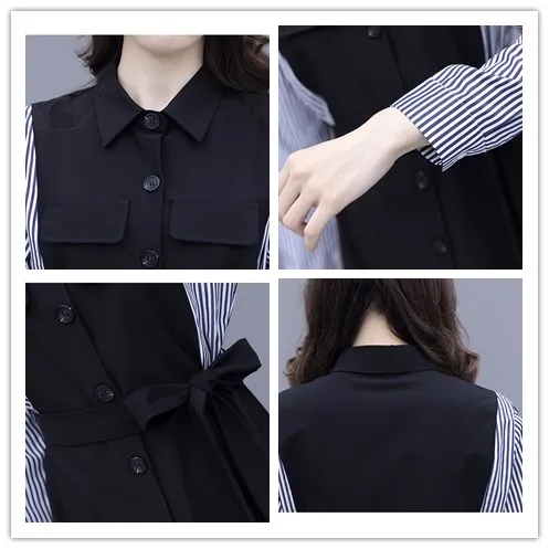 

2021 New casual women's clothing patchwork Vestidos spring style elegant robe femme office lady edstidos de fiesta
