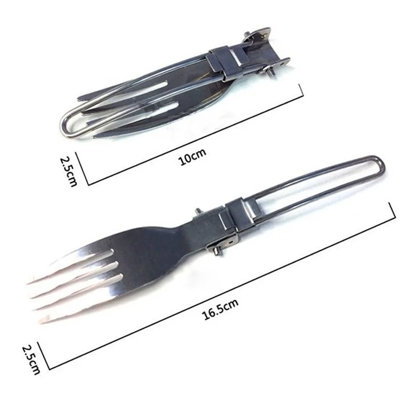 

Portable 3 In 1 Outdoor Camping Picnic Cutlery Set Stainless Steel Folding Fork Scoop Knife Cutlery Food Bento Accessories