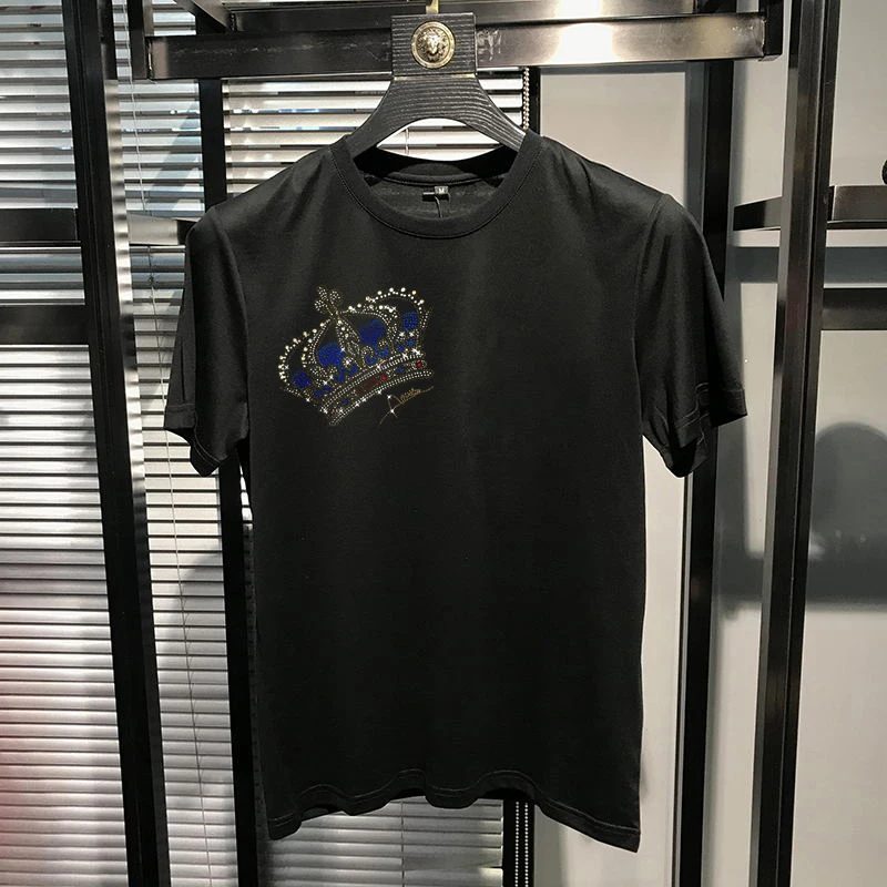 

Мужская футболка с принтом короны, из дышащего хлопка, Свободный Топ, повседневная спортивная рубашка