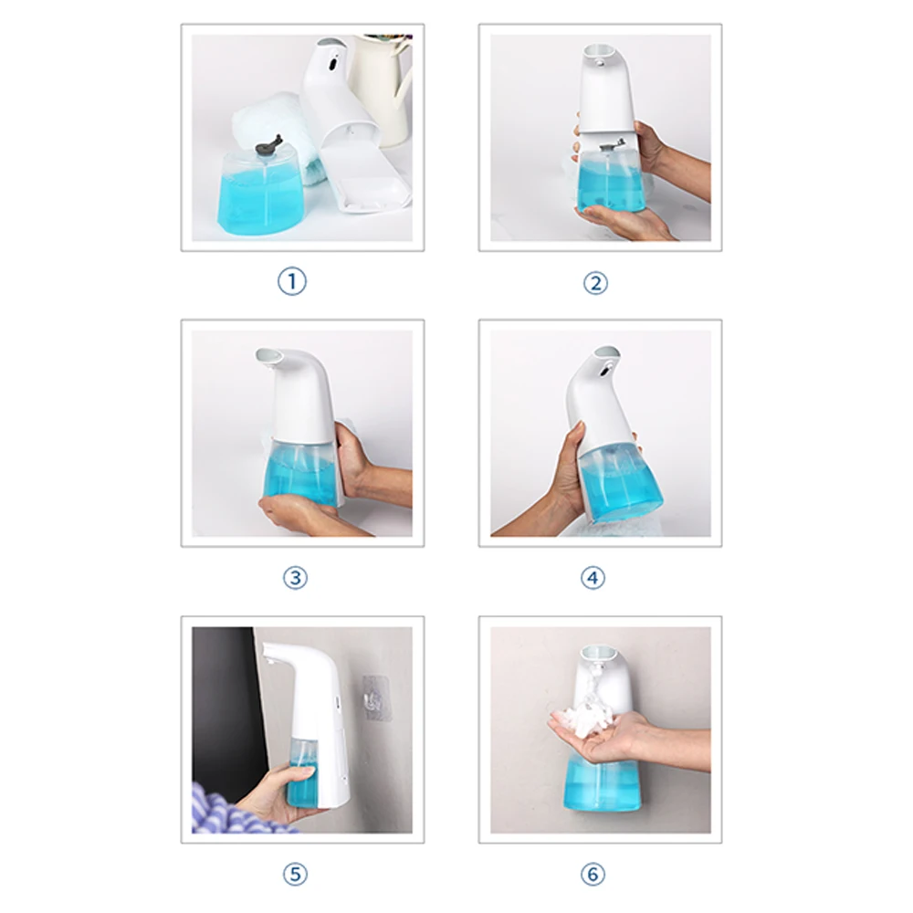 

Automatic Liquid Soap Dispensers Foam Sensor Touchless ABS PE Waterproof Wall-Mounted Hand Washer Pump Benchtop Bathroom Fixture