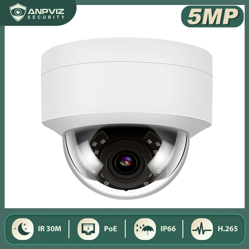 Anpviz 5-мегапиксельная купольная IP-камера с питанием по сети POE 4-кратный оптический