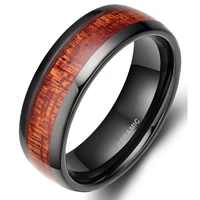 eamti 8mm black red wood grain ceramic ring men wedding band classic finger jewelry cool male rings for party gift