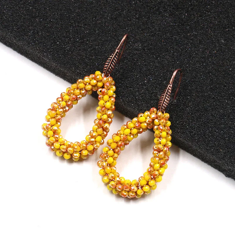 Женские Висячие серьги ручной работы с кристаллами длинные в стиле бохо