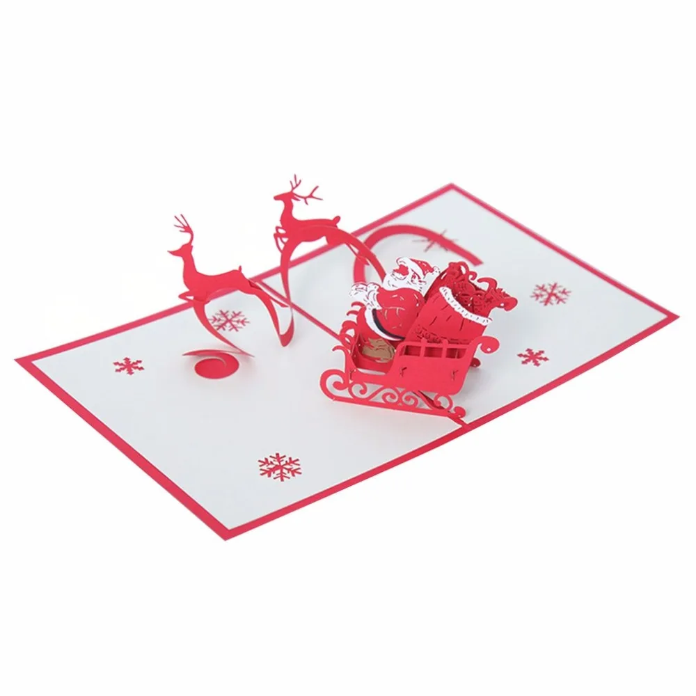 Винтажные 3D открывающиеся рождественские открытки танцующий лось Санта Клауса