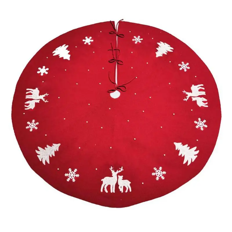 

48 Inch Round Christmas Tree Skirt Knitted Beads Floor Mat Cover Ornament Xmas New Year Party Decoration Scene Layout Supplies