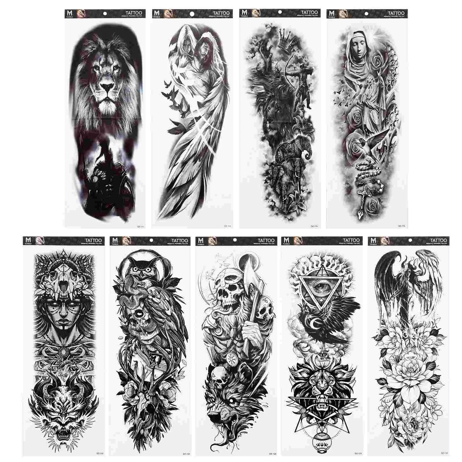

9pcs Decorative Body Stickers Full Sleeve Tattoos Stickers Temporary Tattoos