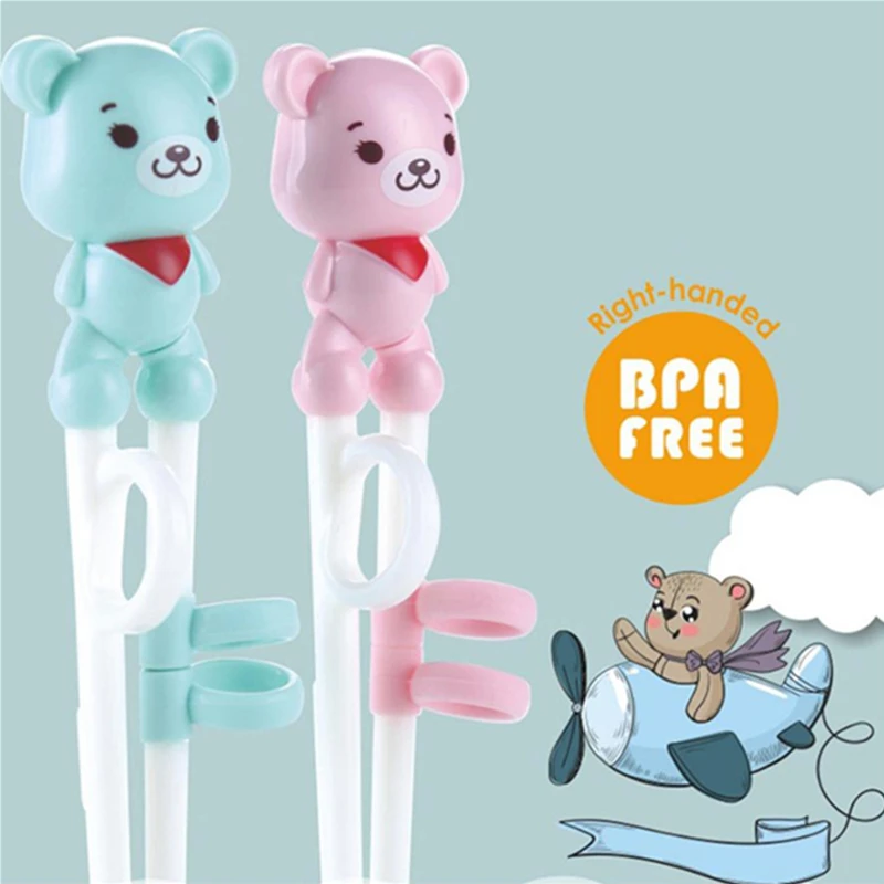 Обучающие палочки для еды 1 пара милых розовых/синих палочек китайские | Дом и сад