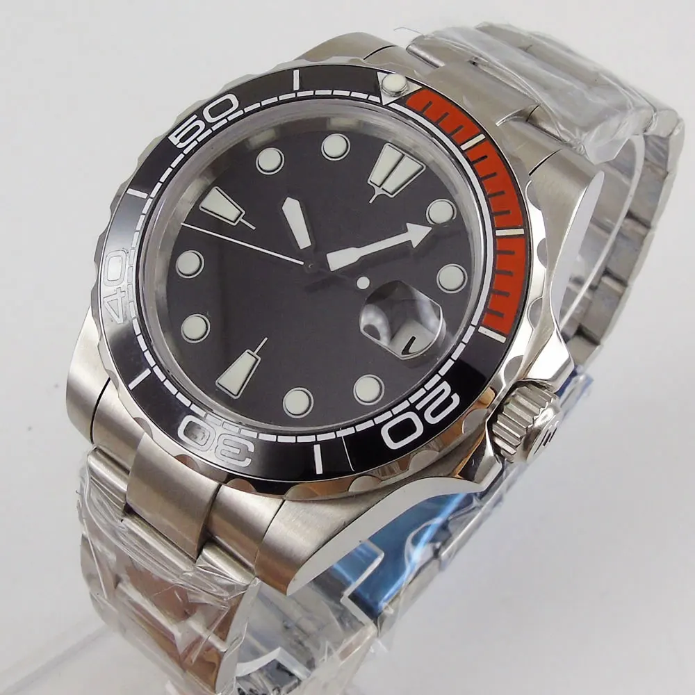 

21 Jewel MIYOTA Movement 40mm Mechanical Mens Watch Sapphire Glass Ceramic Stainless Steel Bracelet Brushed Oyster Luminous Dial