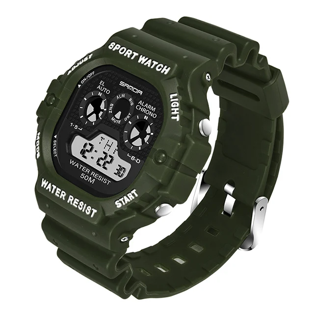 ArmyGreen SANDA Мужские часы военные водонепроницаемые спортивные светодиодный цифровые часы армейские наручный секундомер Эксклюзивные Мужские часы relogio masculino - Цвет: ArmyGreen