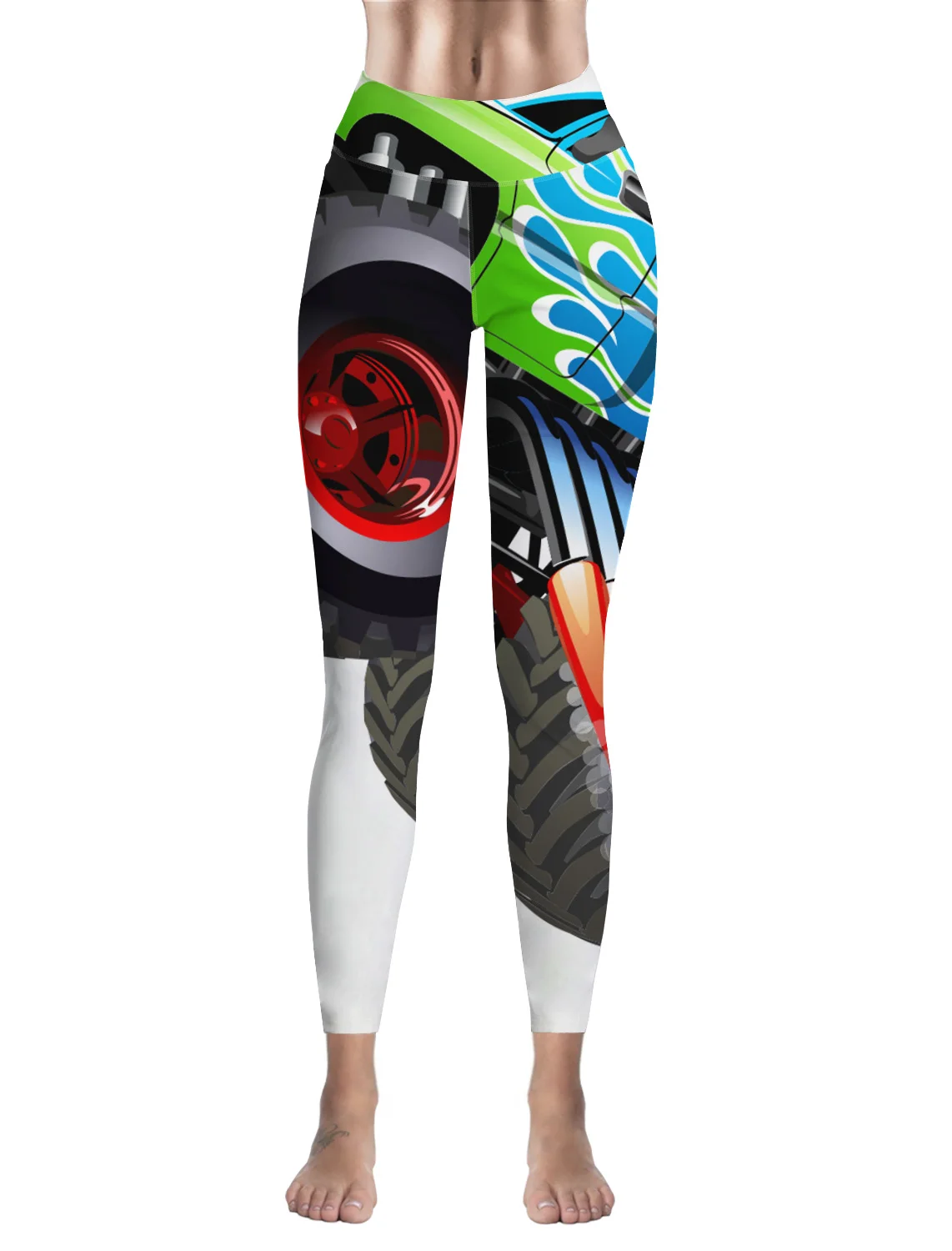 Леггинсы для фитнеса с рисунком грузовика женские штаны тренировок леггинсы