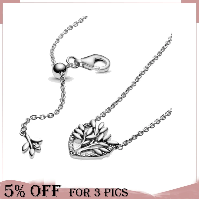 

New Trendy 925 Sterling Silver Life Tree Necklace Crystal Necklaces For Women Brand Original Jewelry Gift