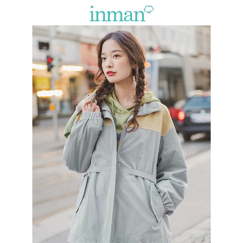 INMAN осень 2019 Новое поступление 100% хлопок минимализм стоячий воротник модное
