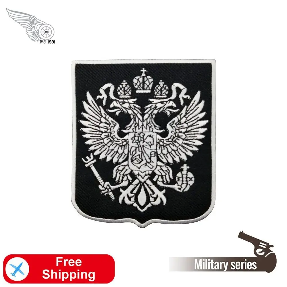 Эмблема птиц с вышивкой в виде короны нашивки для одежды черная белая Российская