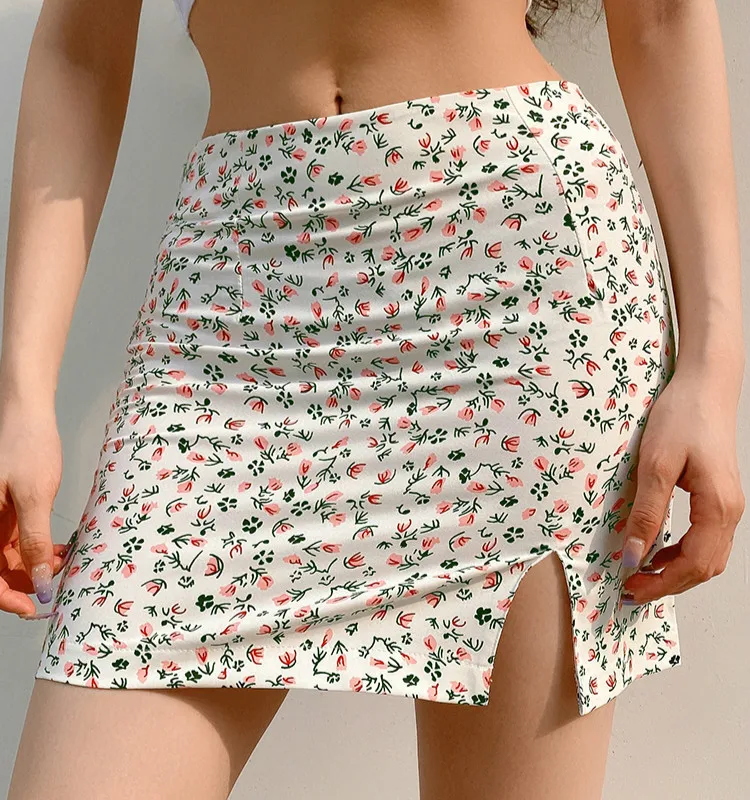 

Sexy Split Floral Print Skirt 2020 Women Summer Ladies Fashion Slim Mini Skirt for Party Skirts