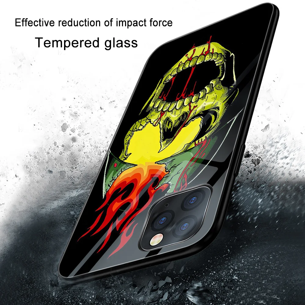

Skeleton Case For iPhone 11 12 Pro Max XS X XR 7 8 Plus mini Back Cover For iPhone SE 2020 Tempered glass Phone Cases Funda Capa