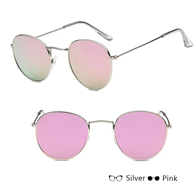 silver pink RBROVO, солнцезащитные очки для женщин/мужчин, фирменный дизайн, очки для девушек, Круглые, Роскошные, Ретро стиль, солнцезащитные очки, винтажные, зеркальные, Oculos De Sol Gafas - Цвет линз: silver pink