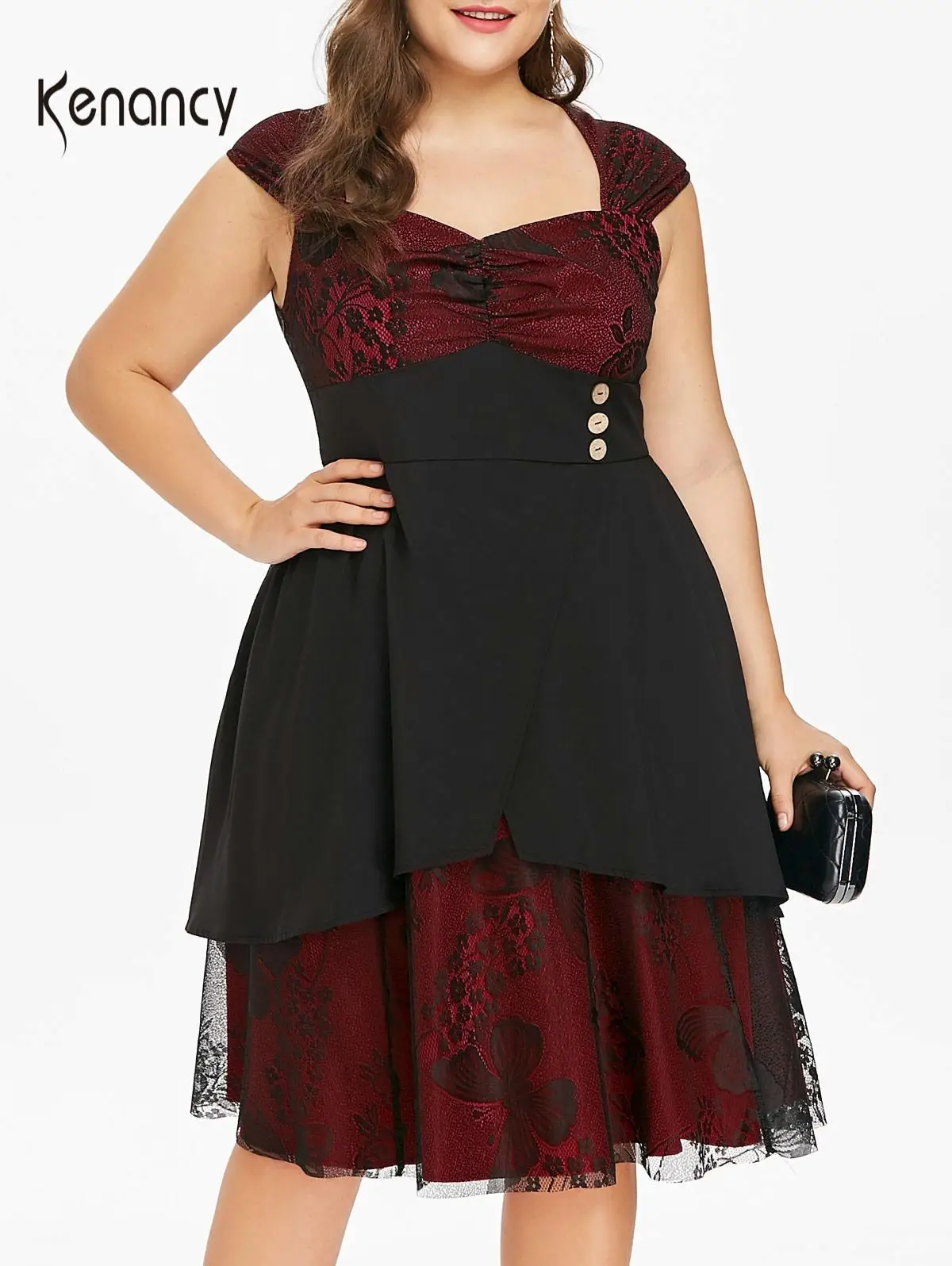 Женское винтажное платье без рукавов Kenancy в стиле ретро с v-образным вырезом и