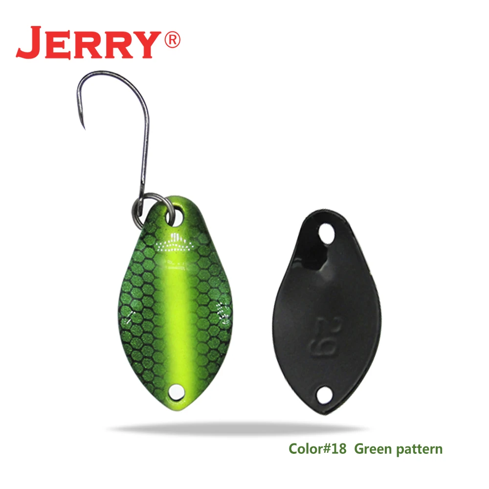 green pattern Jerry 2 г 3 г микро форели ложки сверхлегкие латунные рыболовные ложки один крючок Пресноводные металлические приманки зона окуня для ловли щуки pesca - Цвет: green pattern
