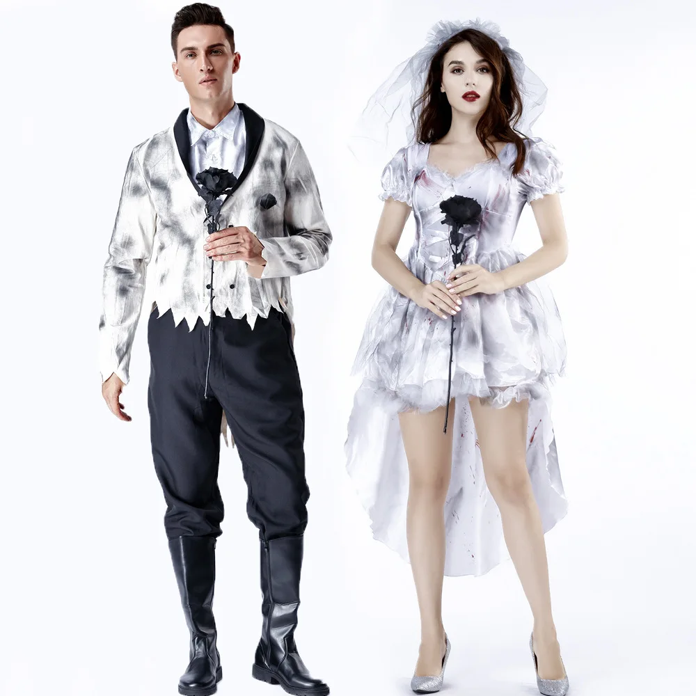 

Halloween Costumes for Adult Death Ghost Family Outfit Fancy Dress Ghost Bride halloween scary costumes for men Women