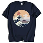 Футболка с принтом Hokusai on the Cliff by the Sea, Мужская свободная футболка большого размера, новая одежда, летние свободные топы, креативные футболки